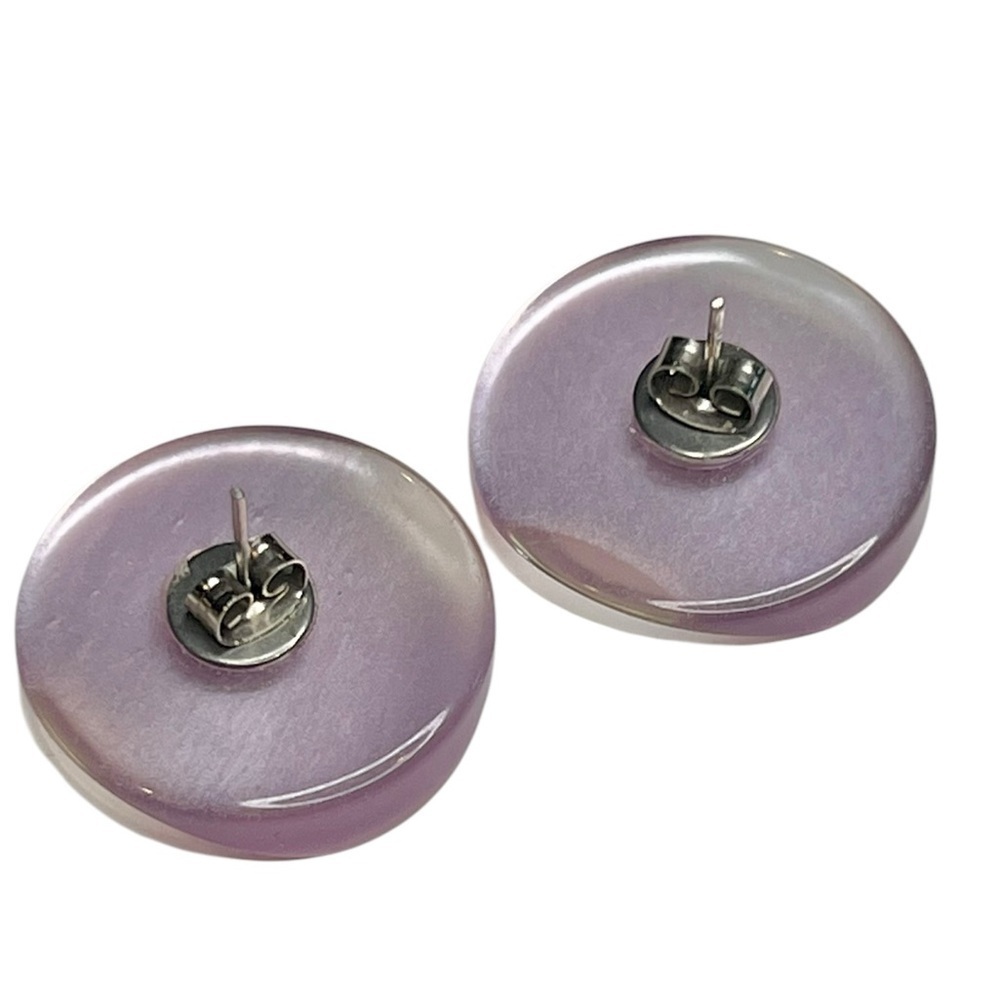 Vintage Concave Dome Purple Pierced Earrings Unique Retro Jewelry - Picture 2 of 6